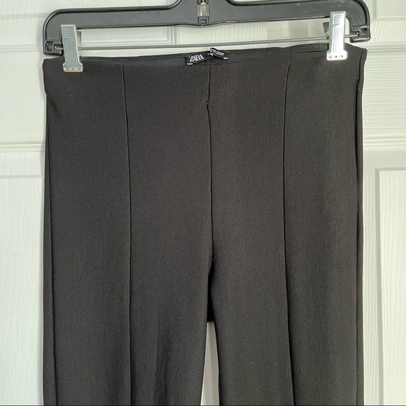 ZARA BLACK ZIPPERED LEGGINGS - Picture 5 of 13